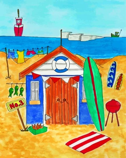 Aesthetic Beach Huts paint by numbers