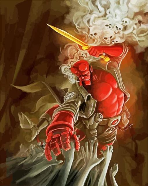 Aesthetic Hellboy Illustration paint by numbers