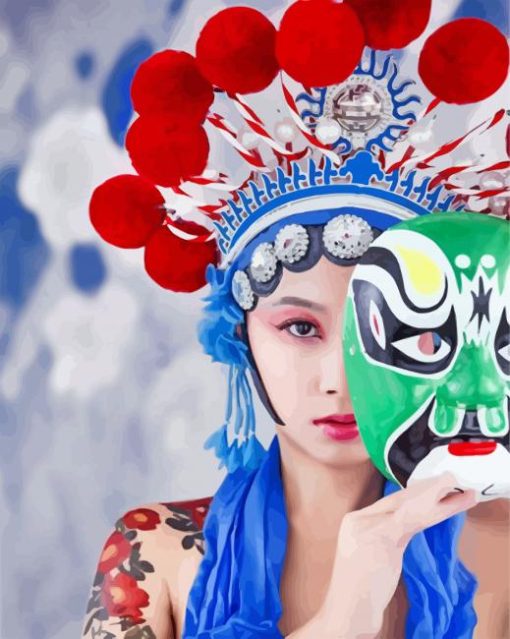 Asian Lady Wearing A Headdress paint by numbers