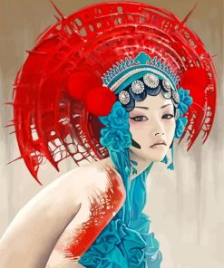 Asian Woman Wearing A Headdress paint by numbers