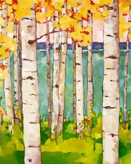 Birch Treesp paint by numbers
