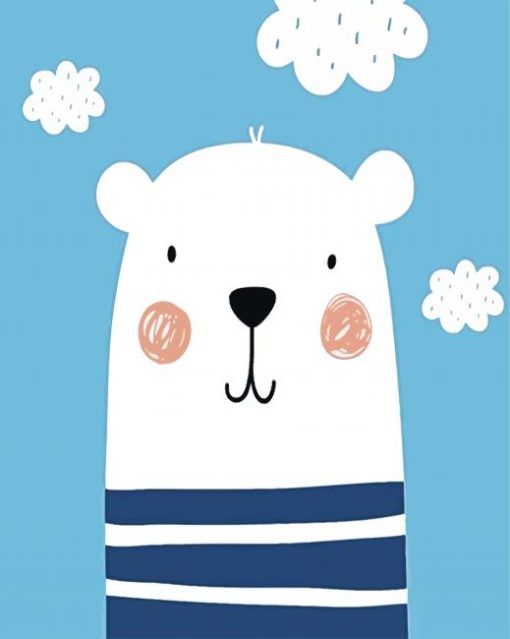 White Baby Bear paint by numbers