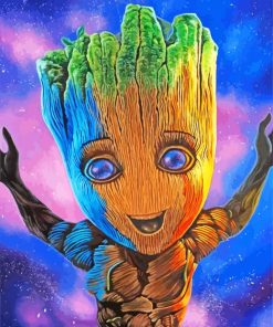 Galaxy Baby Groot paint by numbers