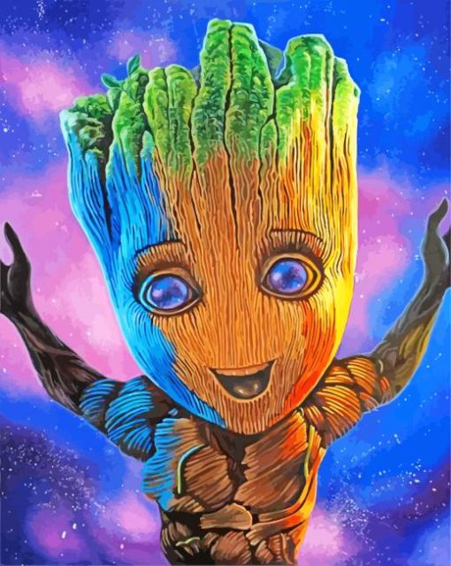 Galaxy Baby Groot paint by numbers