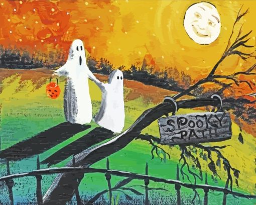 Ghosts Spooky Path paint by numbers