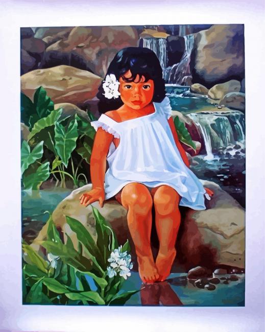Hawaiian Girl With White Dress paint by numbers