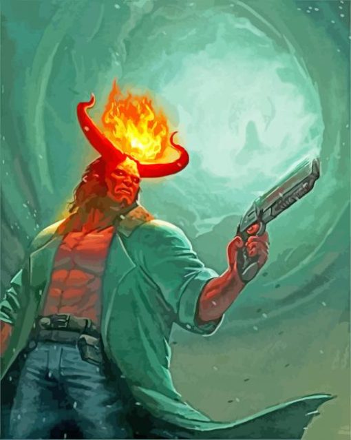 Hellboy And A Gun paint by numbers