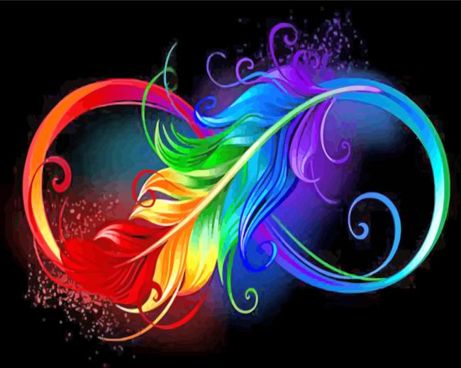 Colorful Infinity Feather paint by numbers