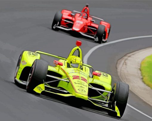 Red And Yellow Indy Cars paint by numbers