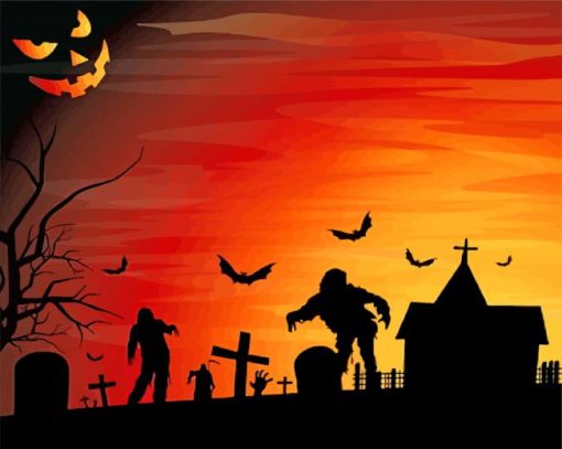 The Dead Zombies In Graveyard paint by numbers