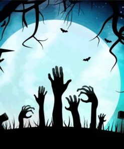 Zombie Hands Graveyard Silhouette paint by numbers
