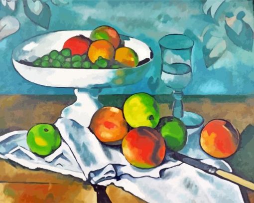Fruit Bowl Glass And Apples paint by numbers