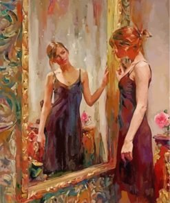 Girl Looking To Mirror paint by numbers