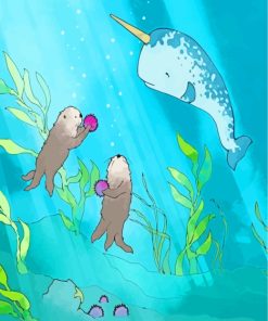 Narwhal And Sea Otters paint by numbers