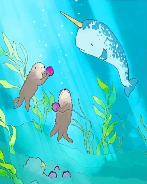Narwhal And Sea Otters paint by numbers