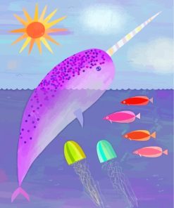 Purple Narwhal Art paint by numbers