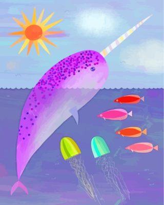 Purple Narwhal Art paint by numbers