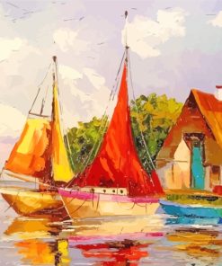 Sailboats Near Shore paint by numbers