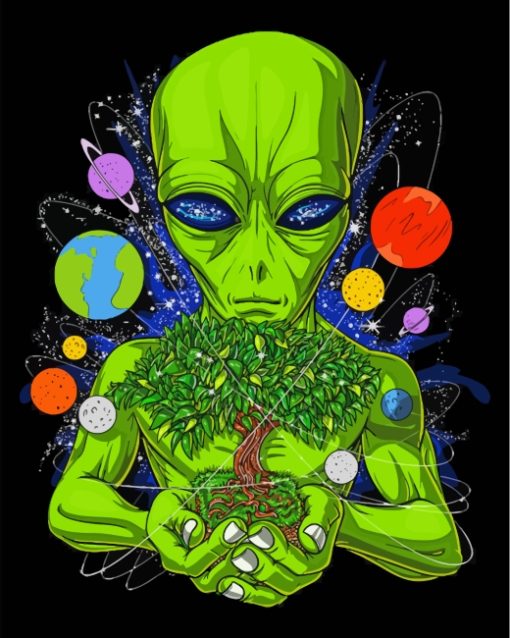 Space Alien Tree Of Life paint by numbers