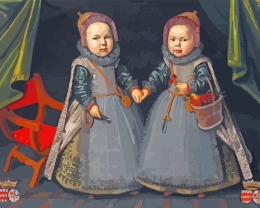Twins Girls Portrait paint by numbers