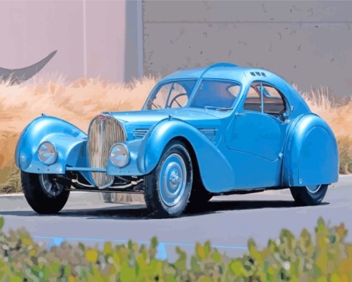 Vintage Bugatti Car paint by numbers