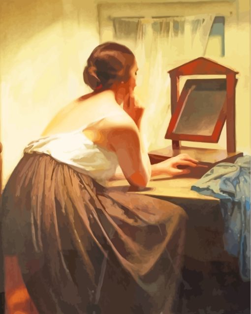 Young Woman At Mirror paint by numbers