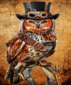 Aesthetic Steampunk Owl Bird paint by numbers