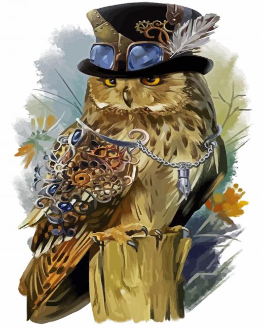 Aesthetic Steampunk Owl paint by numbers