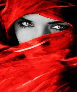 Arabic Woman With Red Scarf paint by numbers