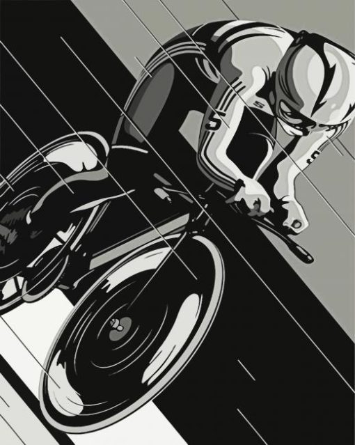Black And White Cyclist Man paint by numbers