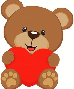 Brown Bear And Heart paint by numbers