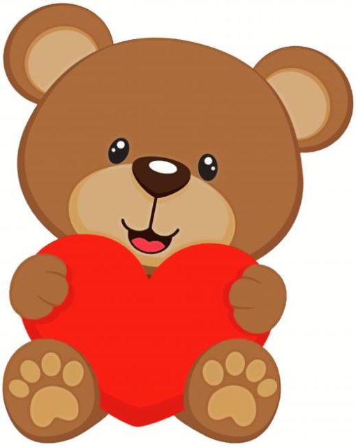 Brown Bear And Heart paint by numbers