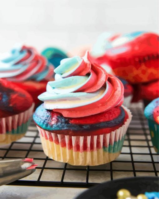 Colorful Cupcakes paint by numbers