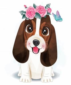 Cute Basset Hound paint by numbers