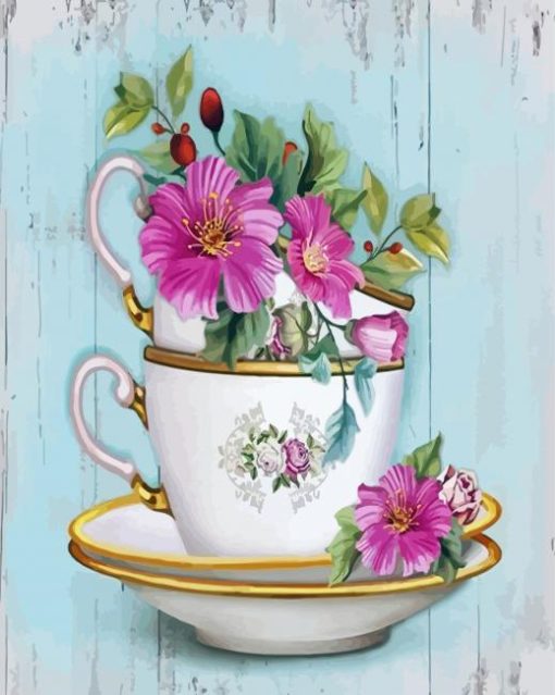 Floral Cup paint by numbers