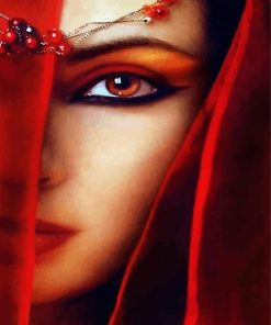 Arabian Lady With Red Eye paint by numbers