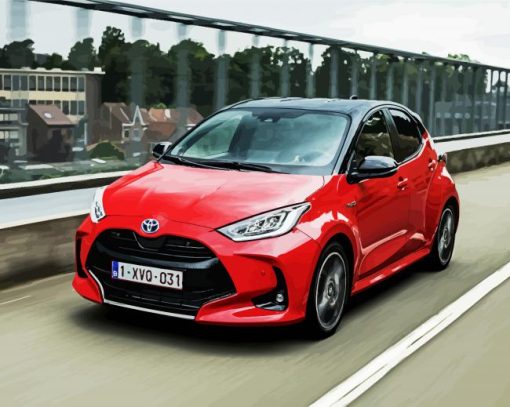 Red Toyota Yaris paint by numbers