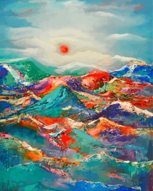 Abstract mountain art paint by number