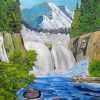 Alaskan Waterfall Bob Ross Art Piant by numbers