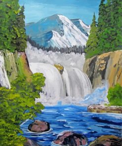 Alaskan Waterfall Bob Ross Art Piant by numbers