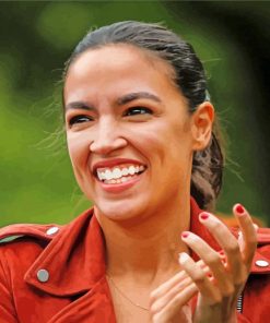 Alexandria Ocasio Cortez smiling paint by number