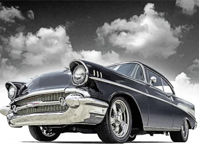 Black And White 57 Chevy Piant by numbers