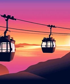 Cable Car At Sunset paint by numbers