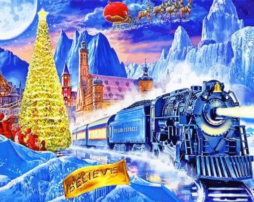 Christmas Polar Express paint by numbers