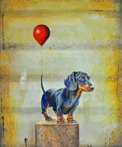 Dachshund And Balloon Paint by number