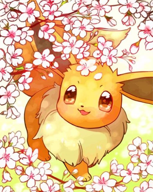 Eevee And Flowers paint by numbers
