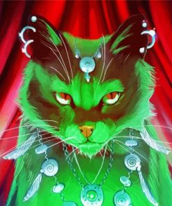 Green Magic Cat paint by numbers
