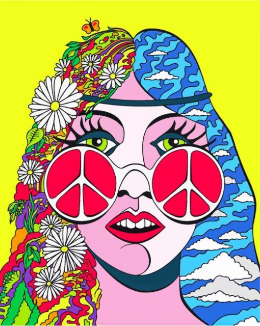 Hippie Girl Art paint by numbers