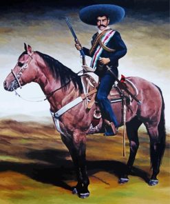 Mexican Cowboy on horse paint by numbers