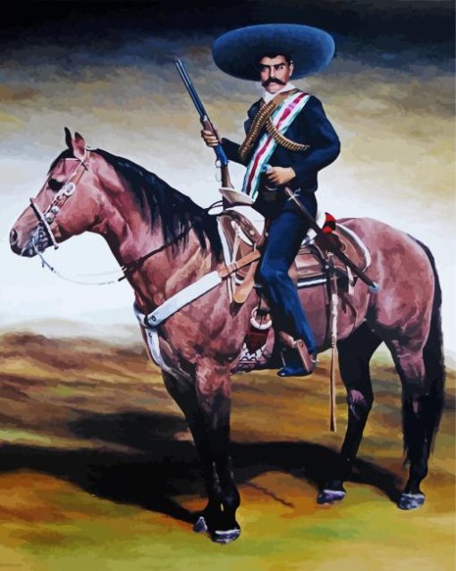 Mexican Cowboy on horse paint by numbers